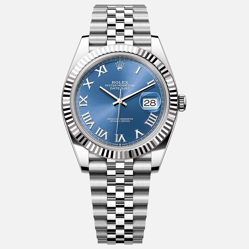 Datejust 41mm Blue Roman Dial Fluted Bezel Jubilee Bracelet 126334