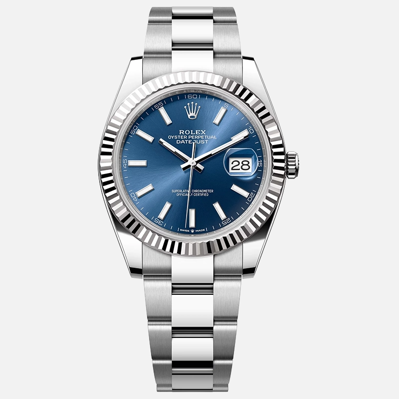 Datejust 41mm Blue Index Dial Fluted Bezel Oyster Bracelet 126334