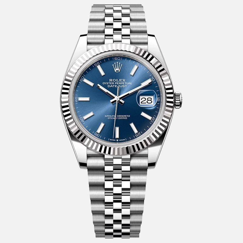 Datejust 41mm Blue Index Dial Fluted Bezel Jubilee Bracelet 126334