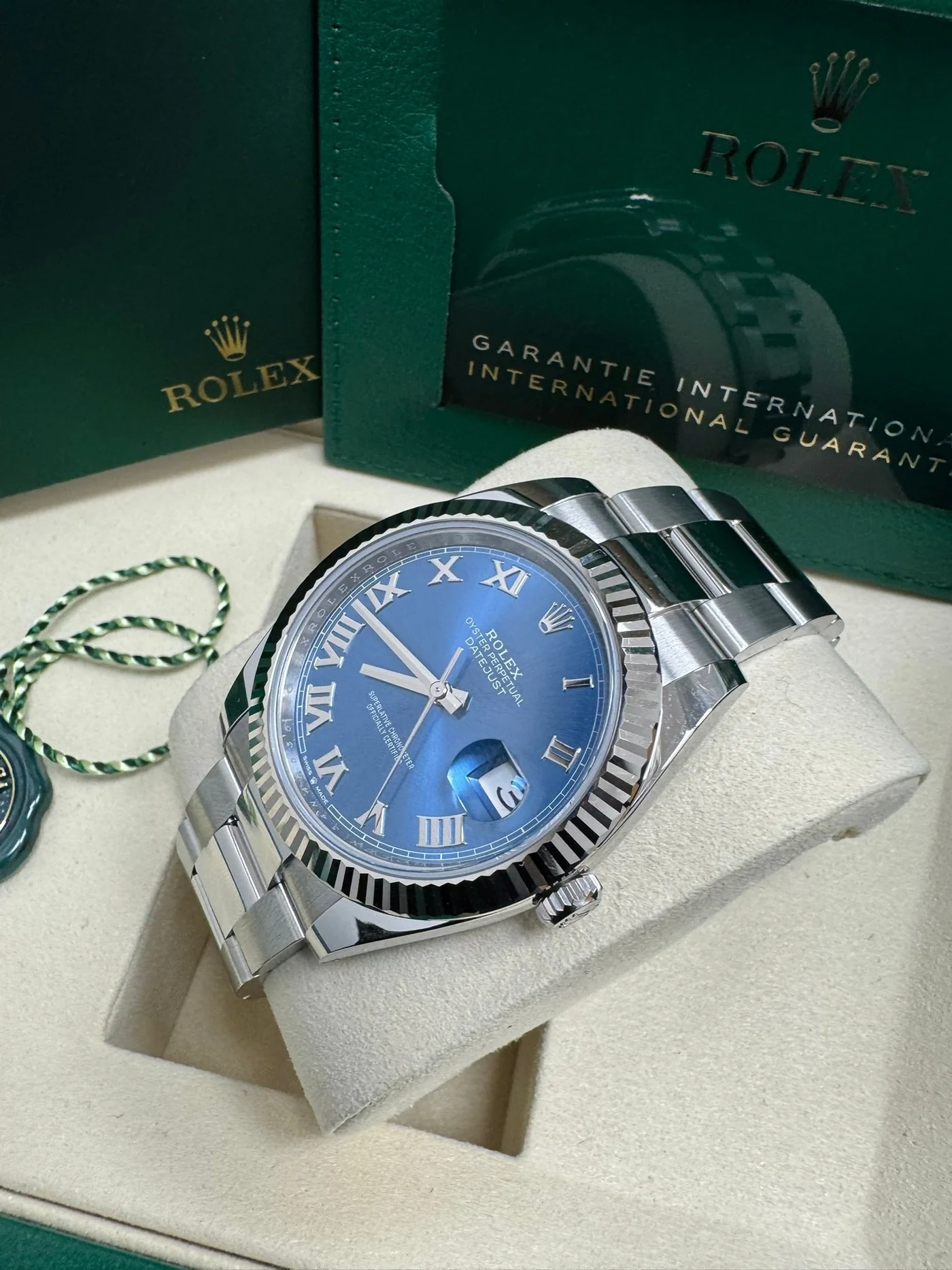 Datejust 41mm Blue Azzurro Roman Dial Fluted Bezel Oyster Bracelet 126334 - Image 3