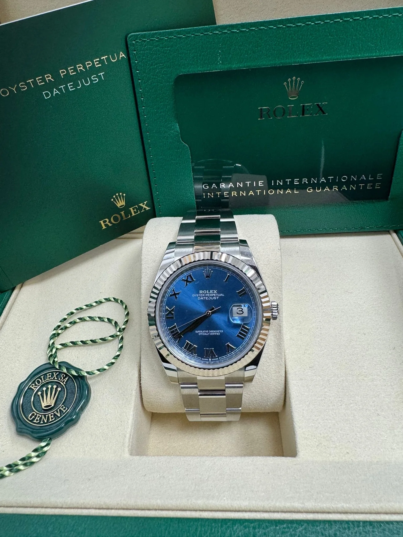 Datejust 41mm Blue Azzurro Roman Dial Fluted Bezel Oyster Bracelet 126334 - Image 4