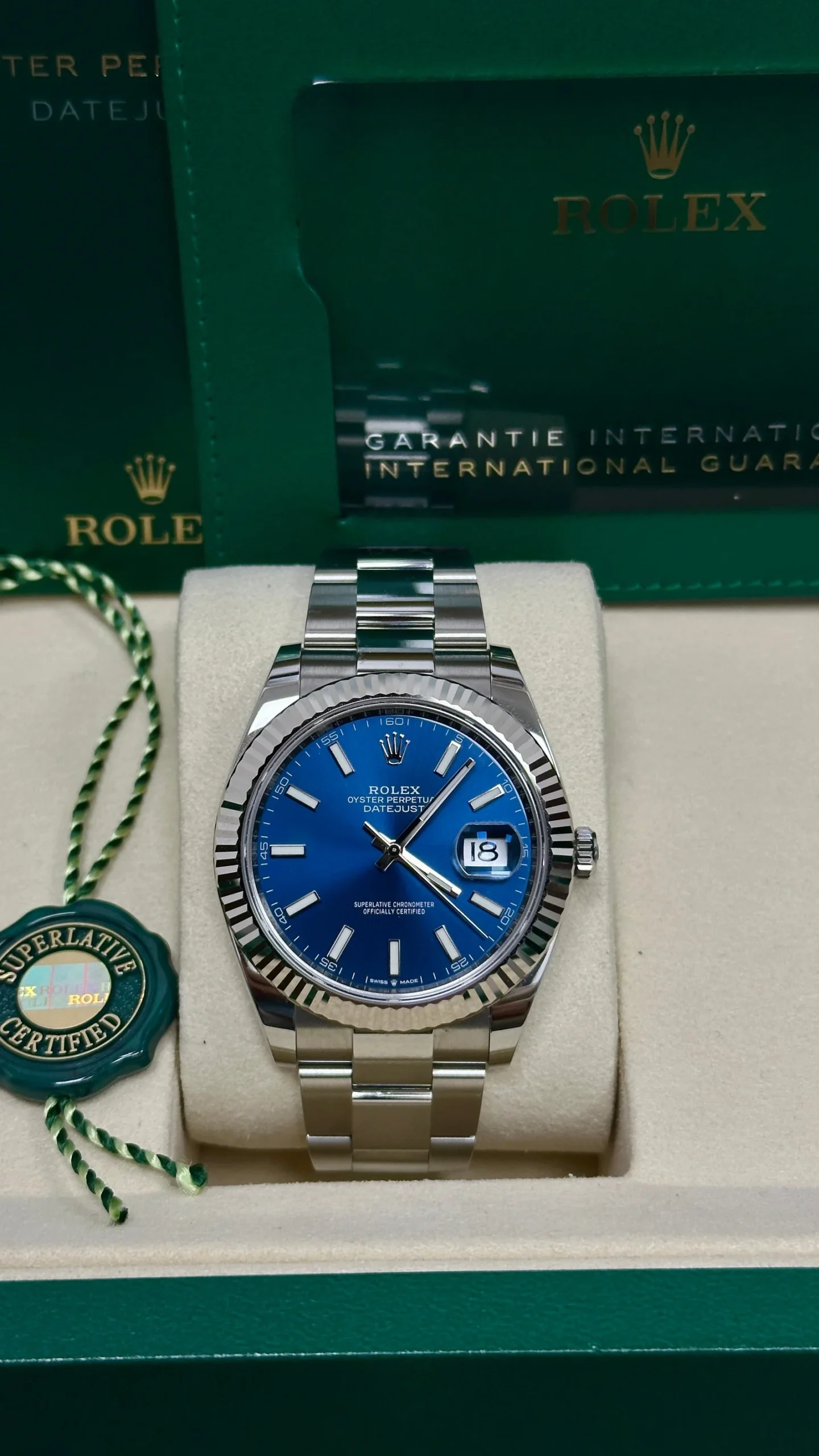 Datejust 41mm Blue Index Dial Fluted Bezel Oyster Bracelet 126334 - Image 3
