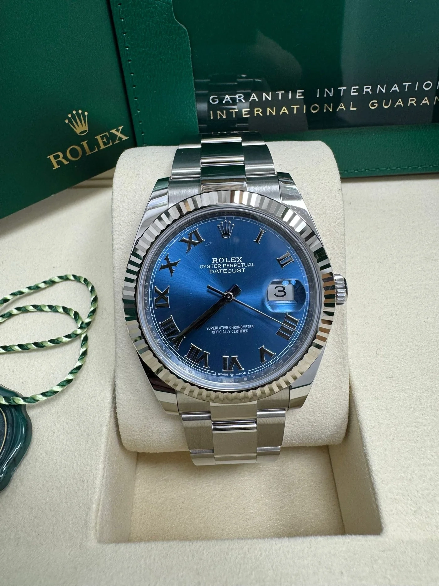 Datejust 41mm Blue Azzurro Roman Dial Fluted Bezel Oyster Bracelet 126334 - Image 2