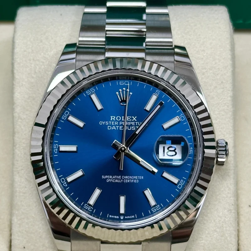 Alternative view of Datejust 41mm Blue Index Dial Fluted Bezel Oyster Bracelet 126334