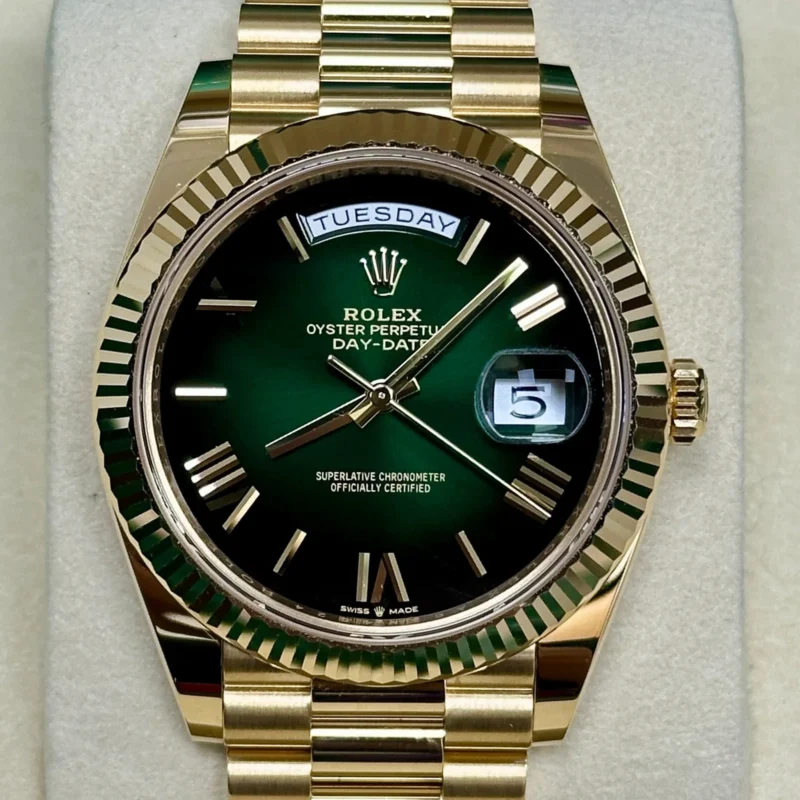 Alternative view of Yellow Gold President Day Date 40mm Green Roman Ombre Dial - 228238