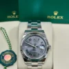 Datejust 41mm Wimbledon Slate and Green Roman Dial Fluted Bezel Oyster Bracelet 126334 - Image 3