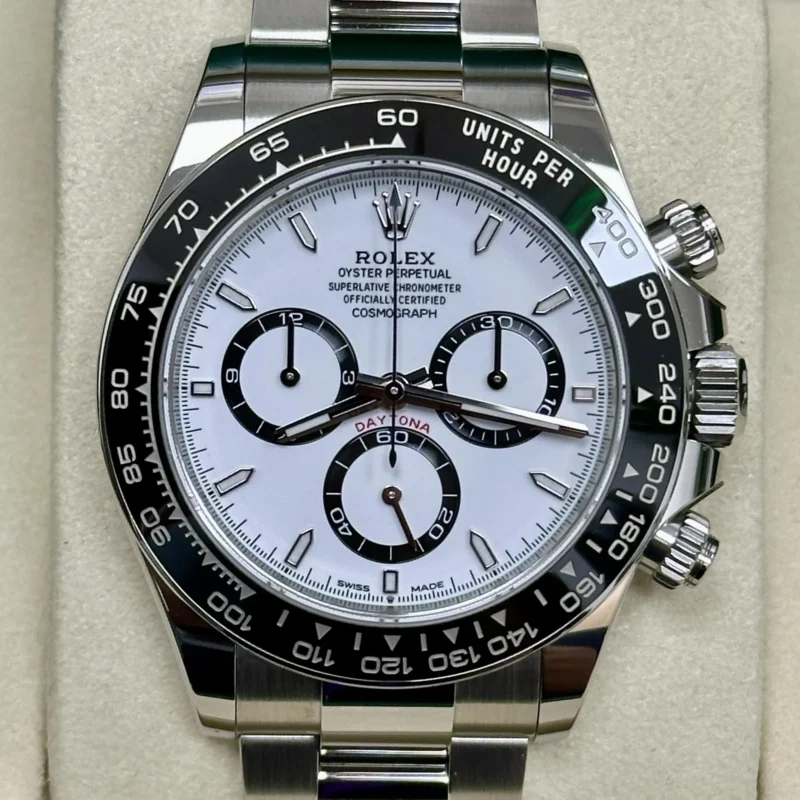Alternative view of Cosmograph Daytona Panda 40mm White Dial Black Ceramic Bezel 126500LN