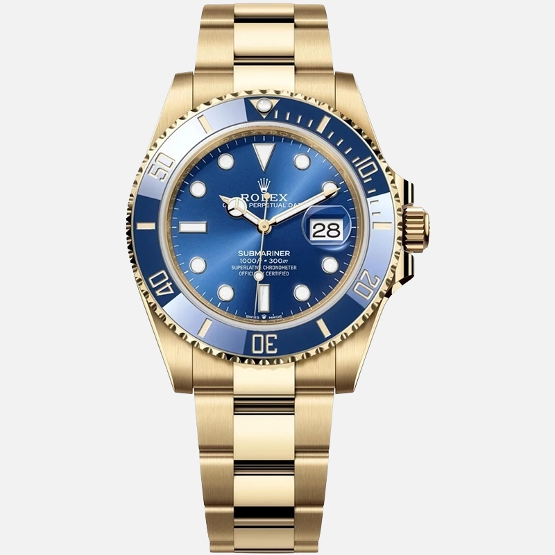 Submariner Full Gold Bluesy 41mm Yellow Gold Blue Dial Blue Bezel 126618LB