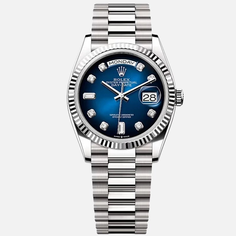 Day-Date 36mm White Gold Blue Ombré Diamond Dial – 128239