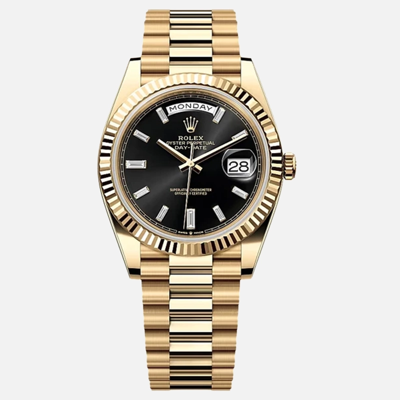 Day Date 40mm Black Diamond Baguette Dial - 228238