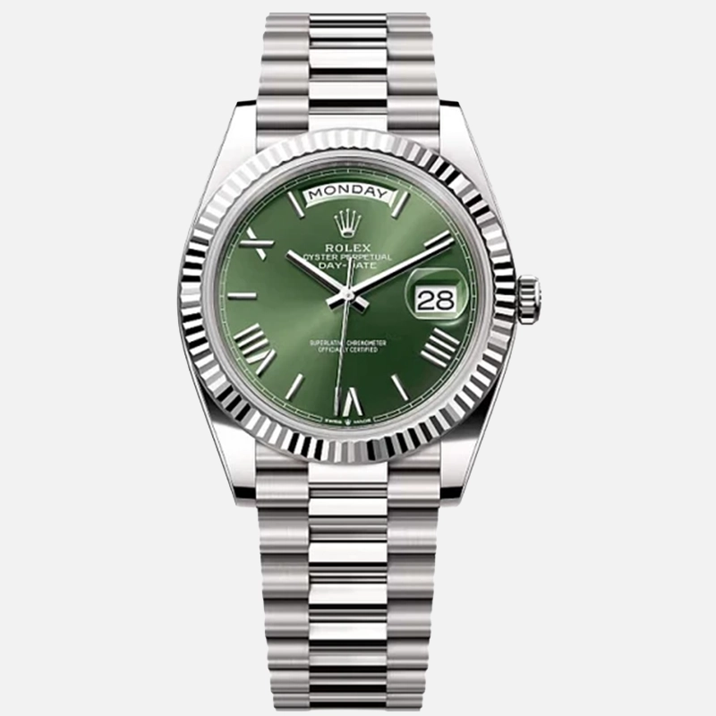 Day-Date 40mm White Gold Green Roman Dial - 228239