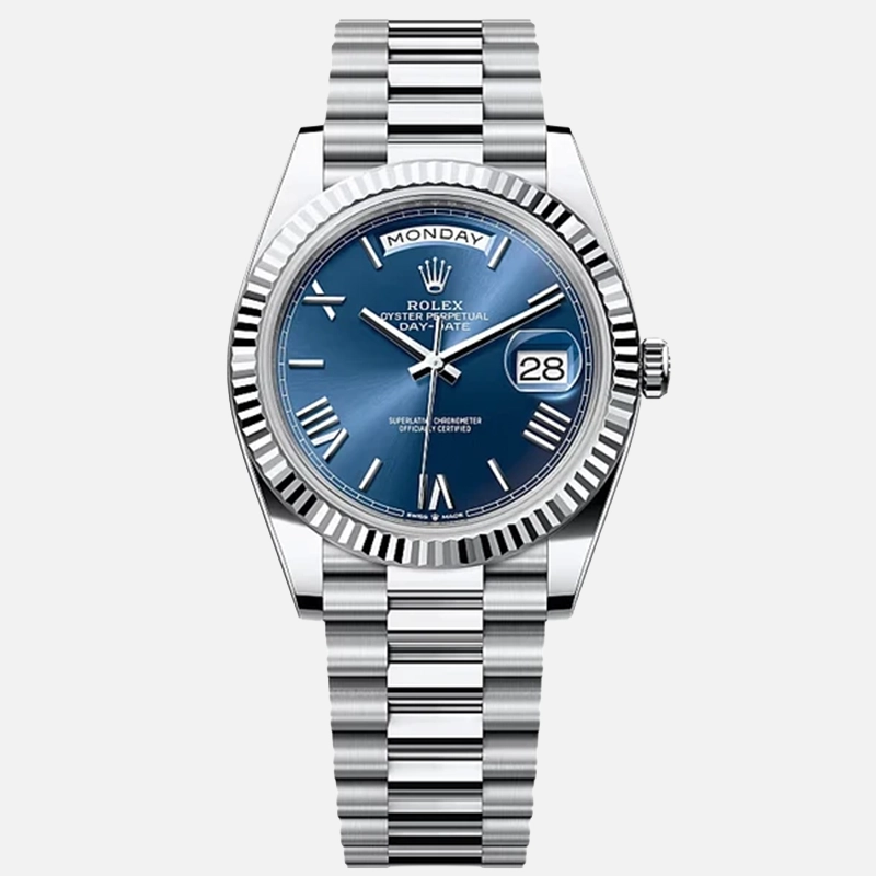 Day-Date 40mm Platinum Bright Blue Roman Dial - 228236