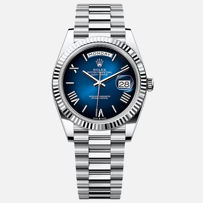Day-Date 40mm Platinum Blue Roman Ombre Dial - 228236