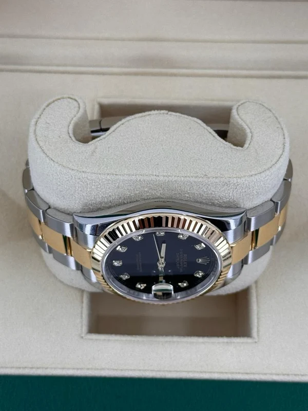 Datejust 41mm Two-Tone Yellow Gold Black Diamond Dial Fluted Bezel Oyster Bracelet 126333 - Image 3