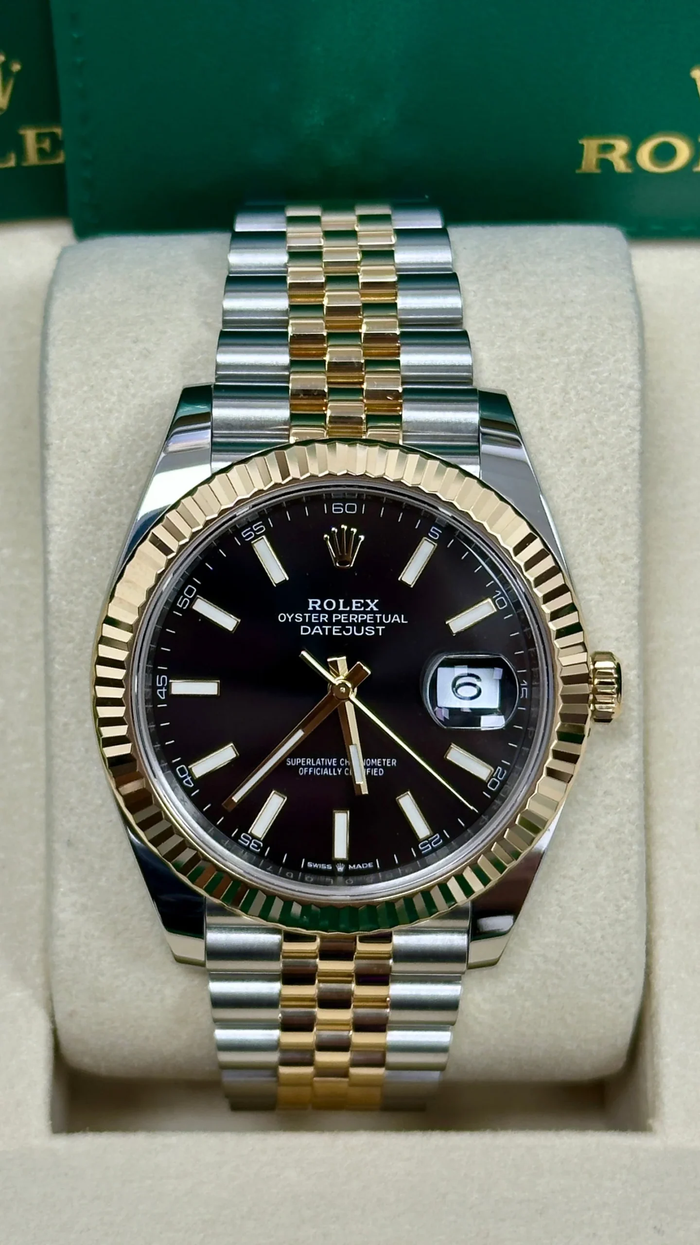 Datejust 41mm Two-Tone Yellow Gold Black Index Dial Fluted Bezel Jubilee Bracelet 126333 - Image 2