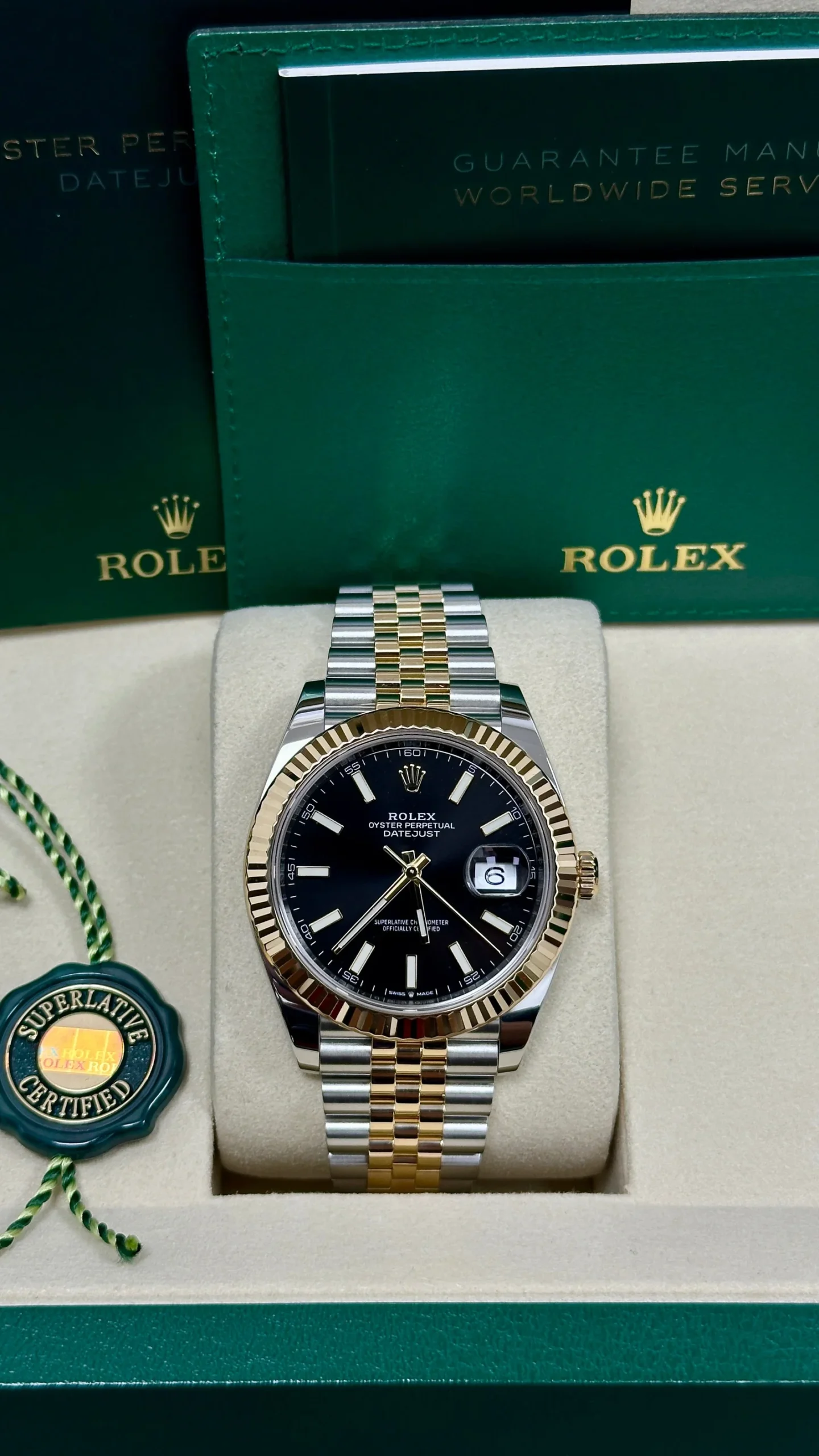 Datejust 41mm Two-Tone Yellow Gold Black Index Dial Fluted Bezel Jubilee Bracelet 126333 - Image 3