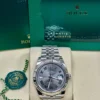 Datejust 41mm Slate and Green Roman Dial Fluted Bezel Jubilee Bracelet 126334 - Image 2