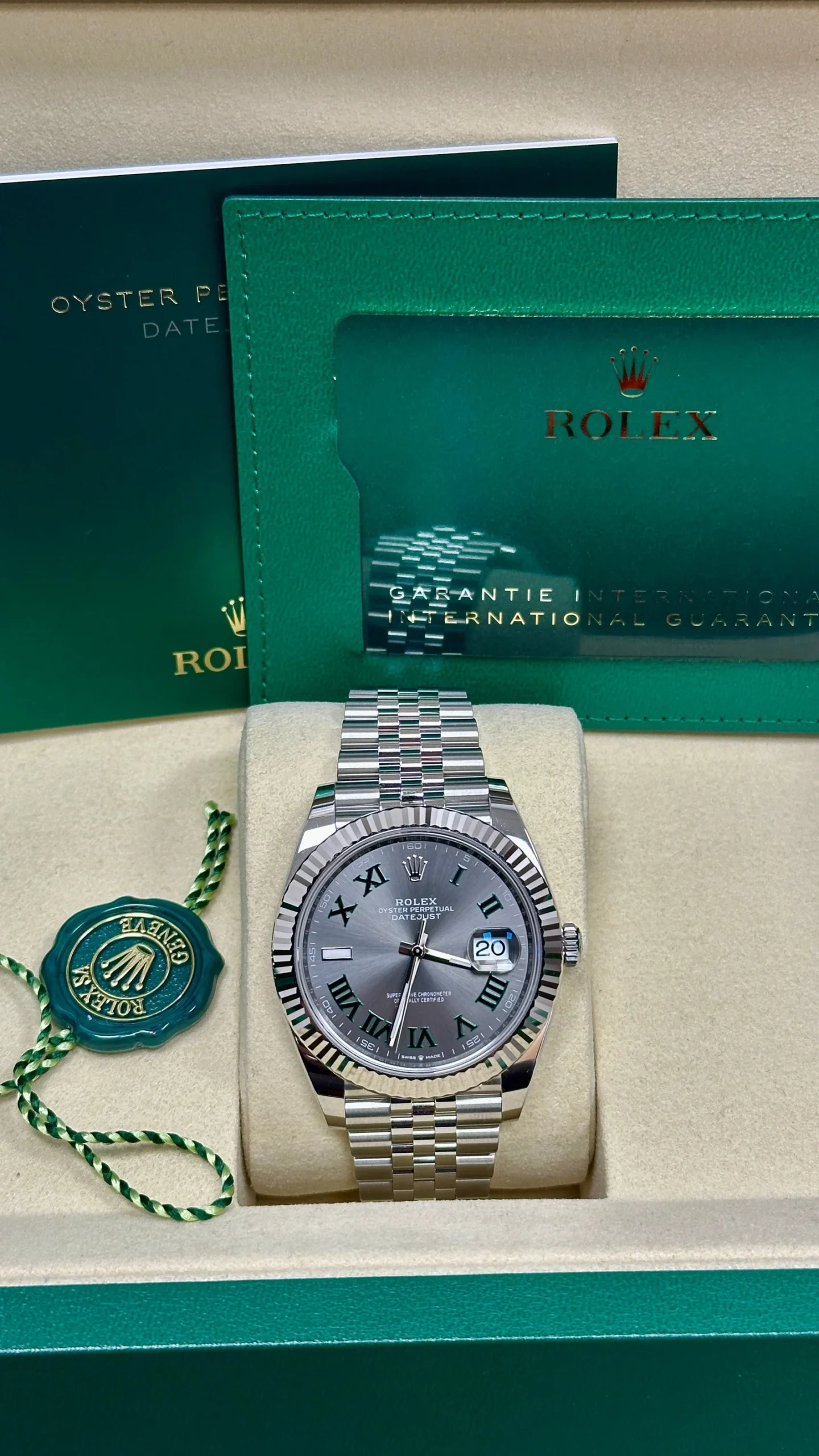 Datejust 41mm Slate and Green Roman Dial Fluted Bezel Jubilee Bracelet 126334 - Image 2