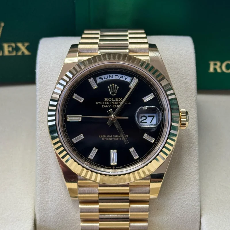Alternative view of Day Date 40mm Black Diamond Baguette Dial - 228238